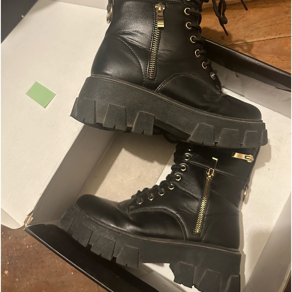 Black combat boots